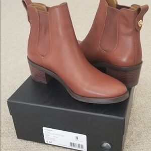 Brown leather coach booties